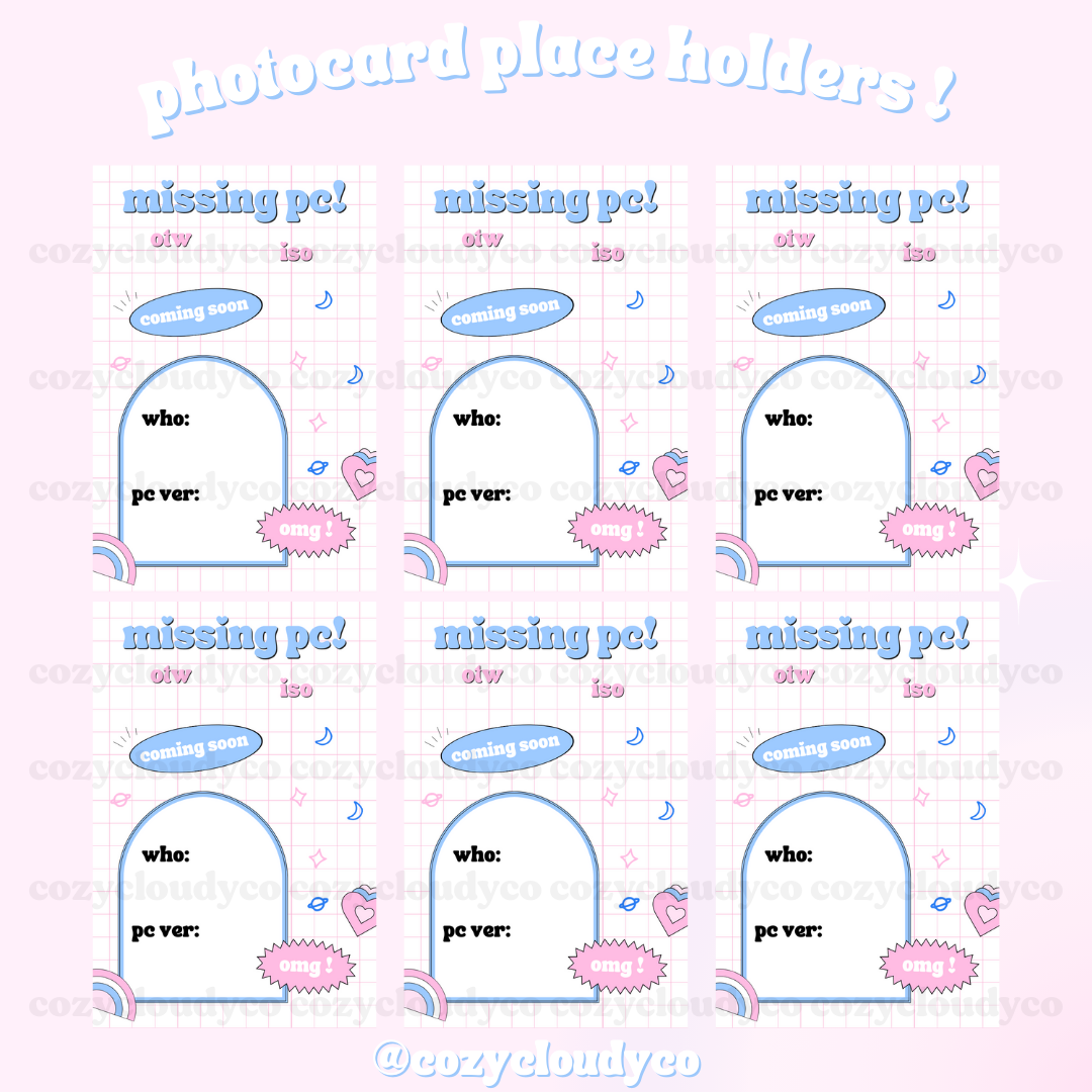 Aesthetic Kpop Photocard Place Holder for Binder, Printable